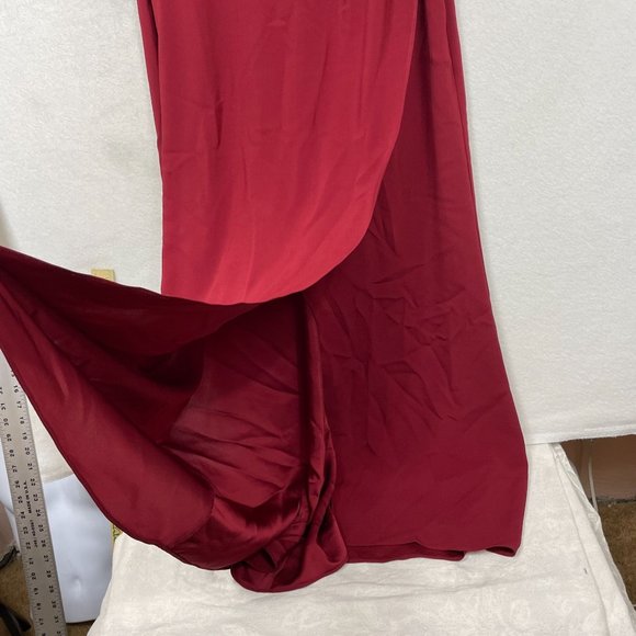 Ann Taylor Fuax Wrap Maxi Evening Gown Size 4 Crimson Bridesmaid Wedding NWT - Picture 7 of 14